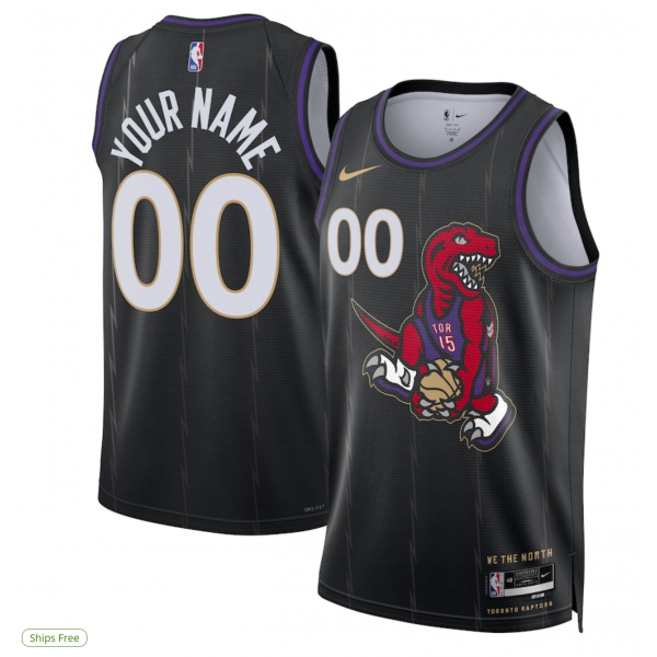 Unisex Toronto Raptors Nike Black 2024/25 Custom Swingman Jersey - City Edition