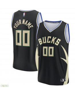 Men's Milwaukee Bucks Fanatics Black Custom Fast Break Jersey - Statement Edition
