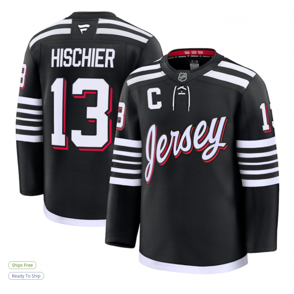 Men's New Jersey Devils Nico Hischier Fanatics Black Alternate Premium Jersey