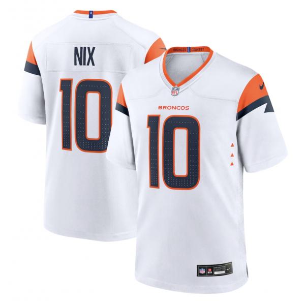 Men's Denver Broncos Bo Nix Nike White Game Jersey