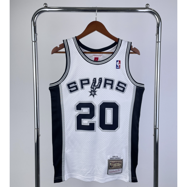 Men's San Antonio Spurs Manu Ginobli White 2002/03 Hardwood Classics Swingman Jersey