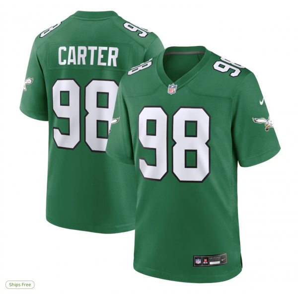 Men's Philadelphia Eagles Jalen Carter Nike Kelly Green Alternate Game Jersey