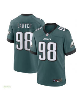Men's Philadelphia Eagles Jalen Carter Nike Midnight Green Team Game Jersey