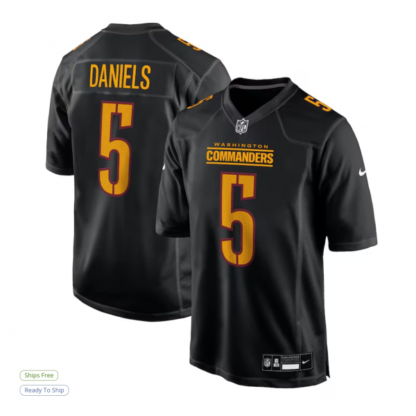 Men's Washington Commanders Jayden Daniels Nike Carbon Black Fashion Jersey