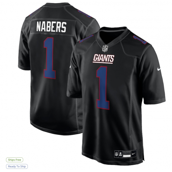 Men's New York Giants Malik Nabers Nike Carbon Black Fashion Jersey