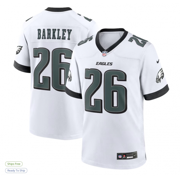 Men's Philadelphia Eagles Saquon Barkley Nike White White Game Jersey