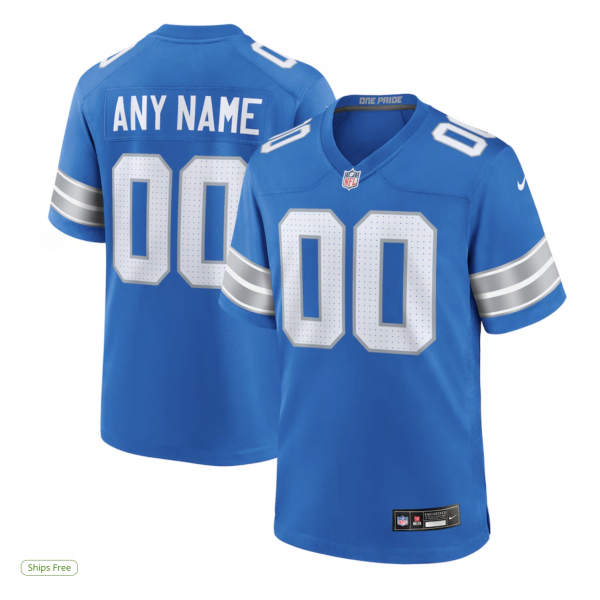 Men's Detroit Lions Nike Blue Custom Game Jersey