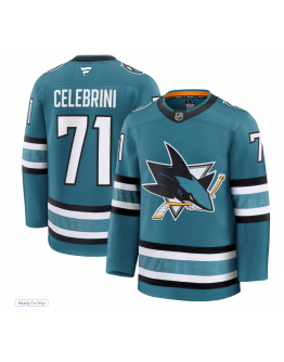 Men's San Jose Sharks Macklin Celebrini Fanatics Teal Home Premium Jersey