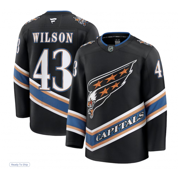 Men's Washington Capitals Tom Wilson Fanatics Black Alternate 50th Anniversary Premium Jersey
