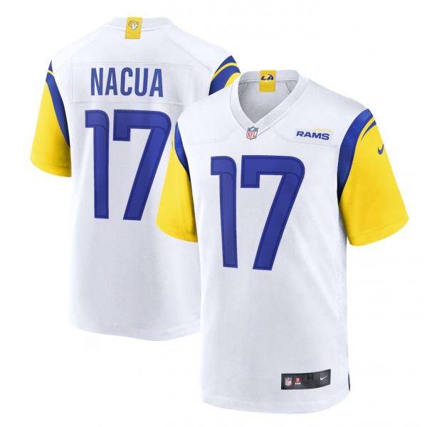 Men's Los Angeles Rams Puka Nacua Nike White Game Jersey Men's Los Angeles Rams Puka Nacua Nike White Game Jersey