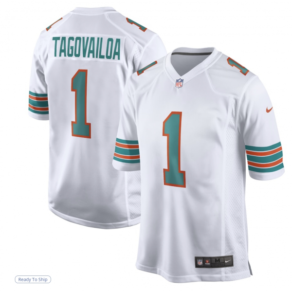 Men's Miami Dolphins Tua Tagovailoa Nike White 2nd Alternate Game Jersey