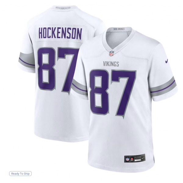 Men's Minnesota Vikings T.J. Hockenson Nike White Alternate Game Player Jersey