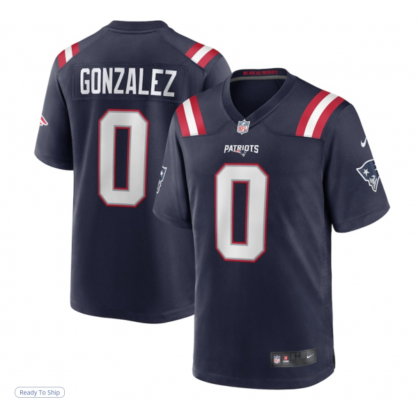 Men's New England Patriots Christian Gonzalez Nike Navy Team Game Jersey
