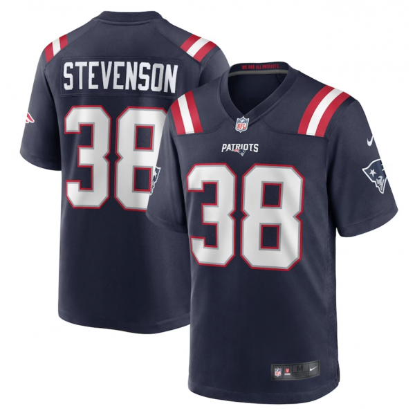 Men's New England Patriots Rhamondre Stevenson Nike Navy Game Jersey