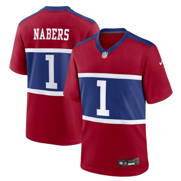 Men's New York Giants Malik Nabers Nike Century Red Alternate Game Jersey