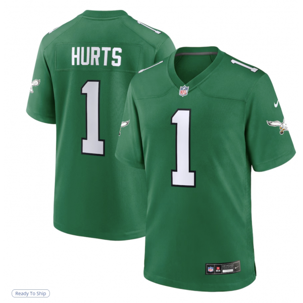 Men's Philadelphia Eagles Jalen Hurts Nike Kelly Green Alternate Game Player Jersey