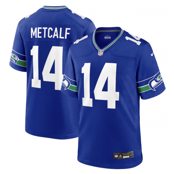 Men's Seattle Seahawks DK Metcalf Nike Royal Throwback Player Game Jersey