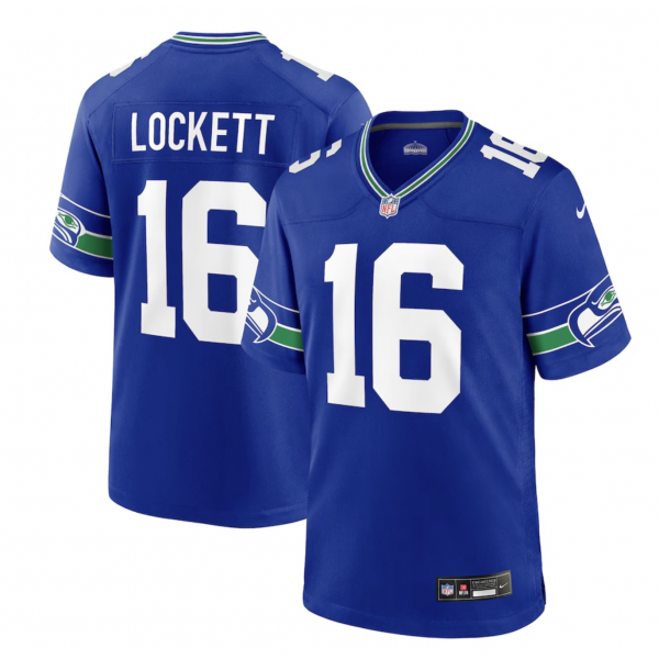 Men's Seattle Seahawks Tyler Lockett Nike Royal Throwback Player Game Jersey