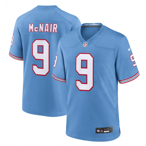 Men's Tennessee Titans Steve McNair Nike Light Blue Oilers Throwback Retired Player Game Jersey
