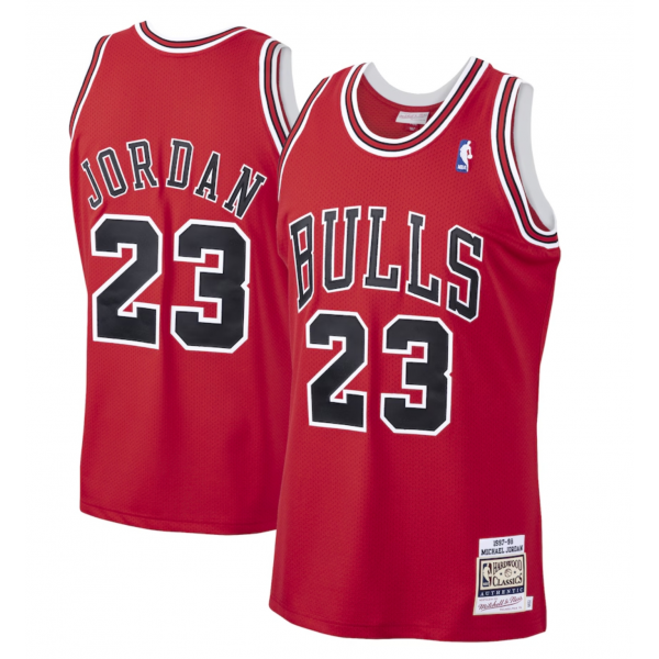 Men's Chicago Bulls Michael Jordan Mitchell & Ness Scarlet 1997/98 Hardwood Classics Authentic Jersey