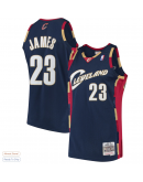 Men's Cleveland Cavaliers LeBron James Mitchell & Ness Navy Hardwood Classics Swingman Jersey