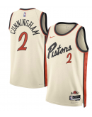 Unisex Detroit Pistons Cade Cunningham Nike White 2024/25 Swingman Player Jersey - City Edition