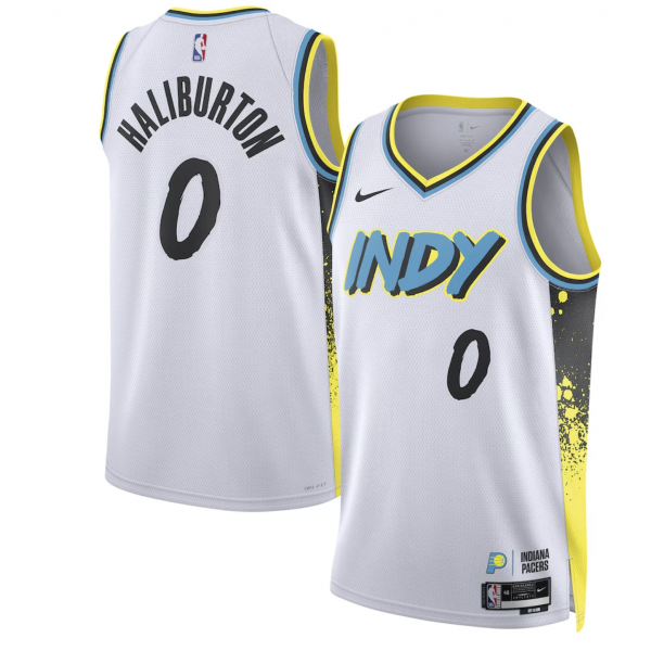 Unisex Indiana Pacers Tyrese Haliburton Nike White 2024/25 Swingman Player Jersey - City Edition