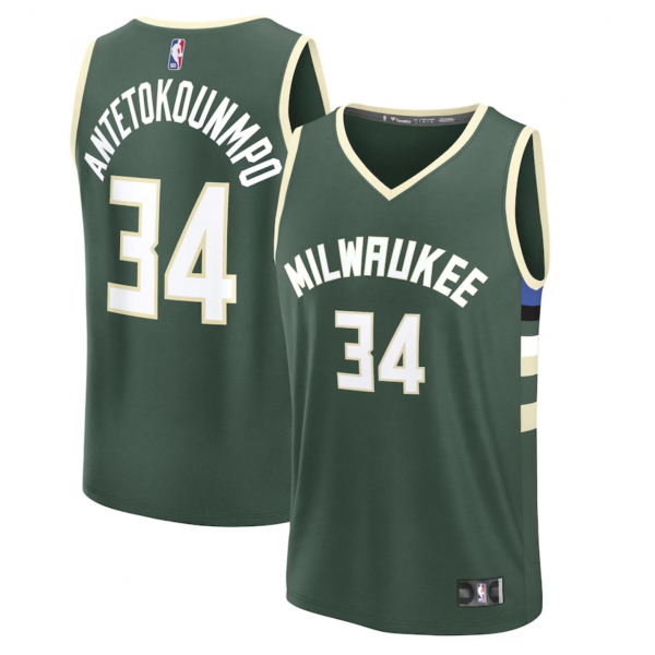 Youth Milwaukee Bucks Giannis Antetokounmpo Fanatics Hunter Green Fast Break Replica Player Jersey - Icon Edition