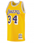 Men's Los Angeles Lakers Shaquille O'Neal Mitchell & Ness Gold 1996/97 Hardwood Classics Authentic Jersey