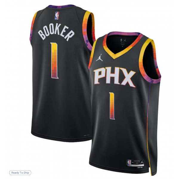 Unisex Phoenix Suns Devin Booker Jordan Brand Black Swingman Jersey - Statement Edition