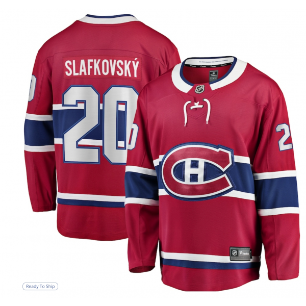 Men's Montreal Canadiens Juraj Slafkovsky Fanatics Red Home Premier Breakaway Player Jersey