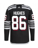 Men's New Jersey Devils Jack Hughes adidas Black Alternate Primegreen Authentic Player Jersey