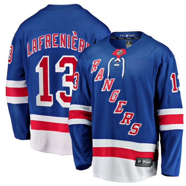 Men's New York Rangers Alexis Lafreniere Fanatics Blue Home Breakaway Jersey