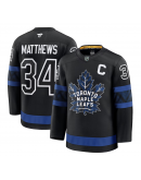 Men's Toronto Maple Leafs Auston Matthews Fanatics Black Captain Patch Alternate Premium Jersey