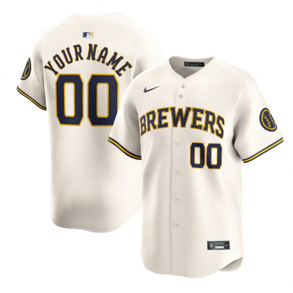 Men's Milwaukee Brewers Nike Cream Home Limited Custom Jersey