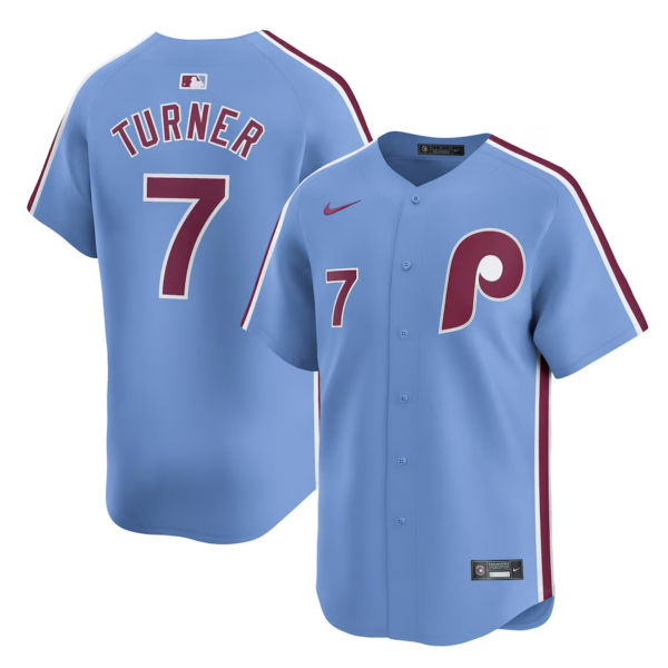 Men's Philadelphia Phillies Trea Turner Nike Light Blue Alternate Limited Player Jersey