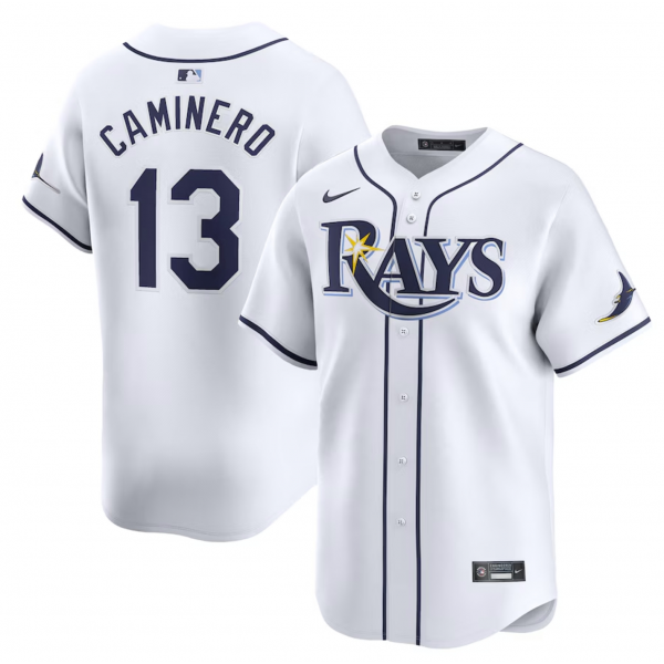 Men's Tampa Bay Rays Junior Caminero Nike White Home Limited Player Jersey