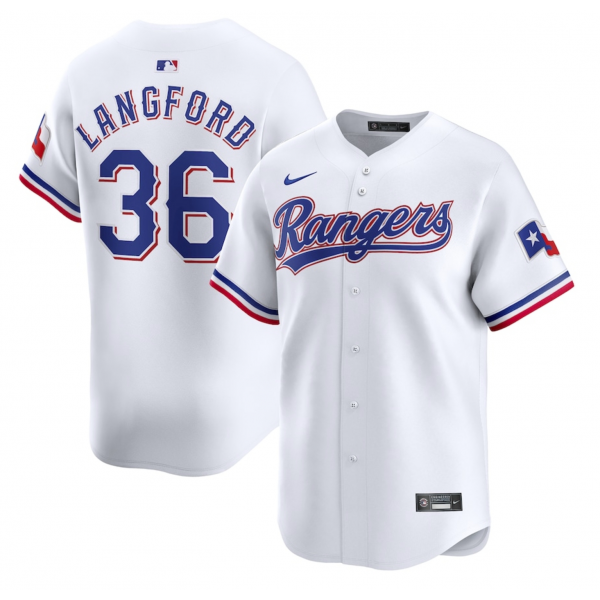 Men's Texas Rangers Wyatt Langford Nike White Home Limited Player Jersey