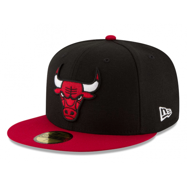 Men's Chicago Bulls New Era Black/Red Official Team Color 2Tone 59FIFTY Fitted Hat